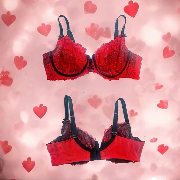 Cacique Red and Black Lace Bra Intimates l Underwire l Adj Straps l 42D l EUC - Picture 3 of 11